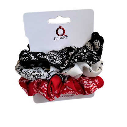 BANDANA STYLE HAIR SCRUNCHIES-3 PACK