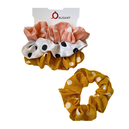 MULTI POLKADOT  HAIR SCRUNCHIES-3 PACK