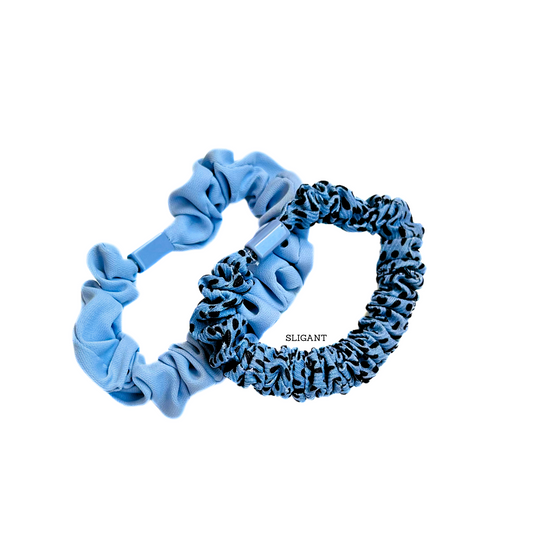 BLUELY TONED  HAIR SCRUNCHIES-3 PACK-MINI