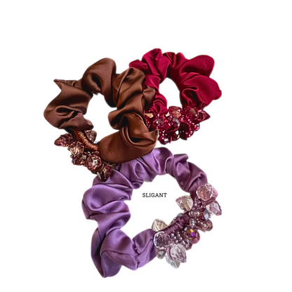 Fashion Beaded Silk Hair Scrunchies