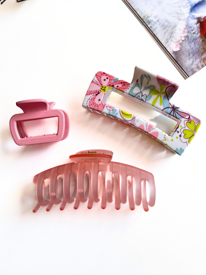 PINK HAIR CLAW CLIP & SCRUNCHIE SET